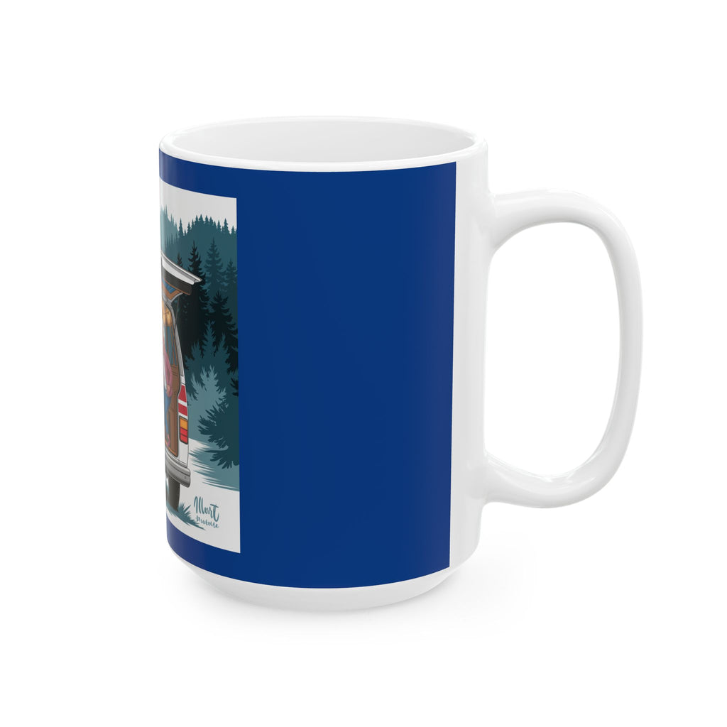Old Couple Van Life Appalachia Mug – Dark Blue Ceramic Coffee Cup (11oz or 15oz Mountain Camper Design)