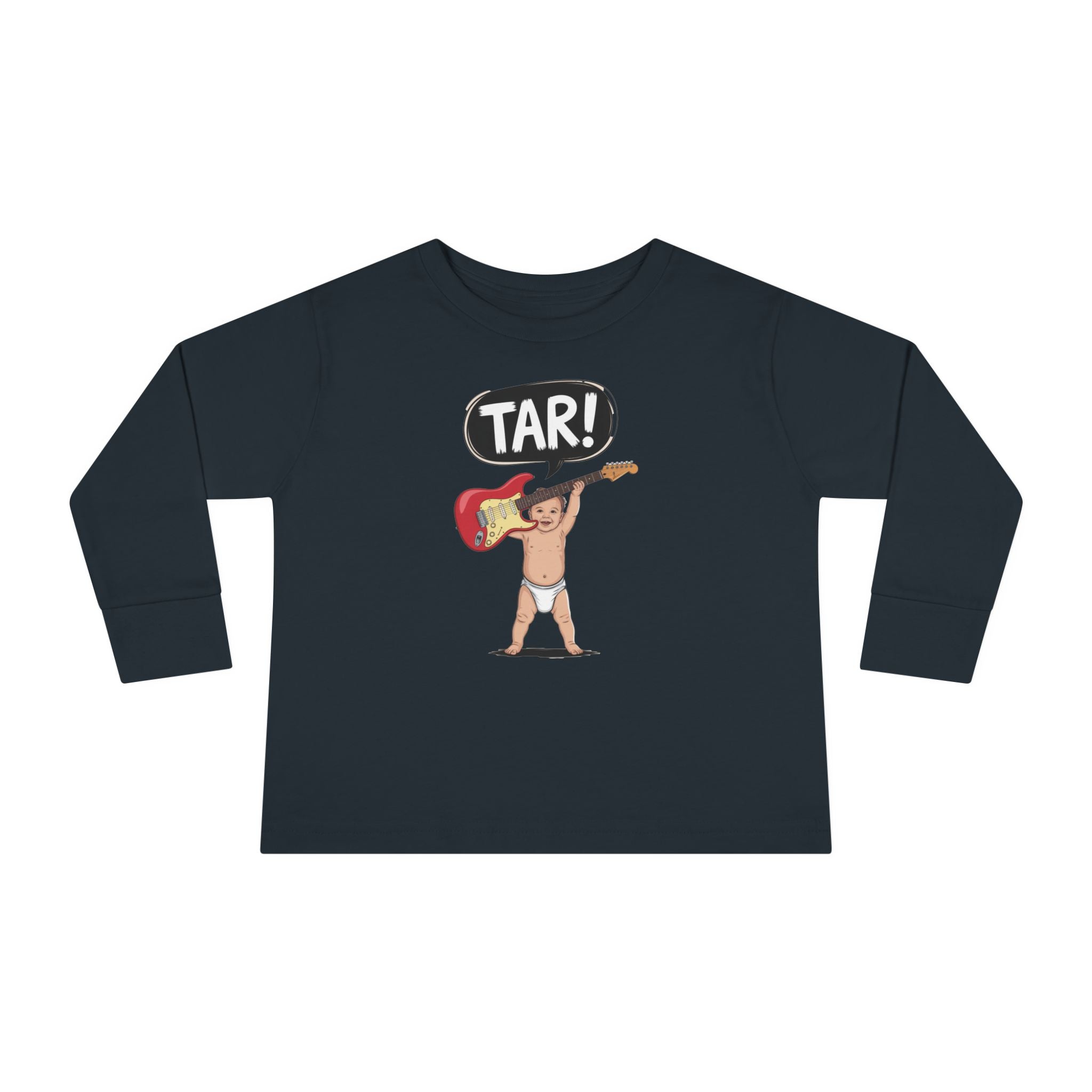 Tar! Electric Toddler Long Sleeve – Rabbit Skins 3302 (Black Kids Electric Guitar Shirt)
