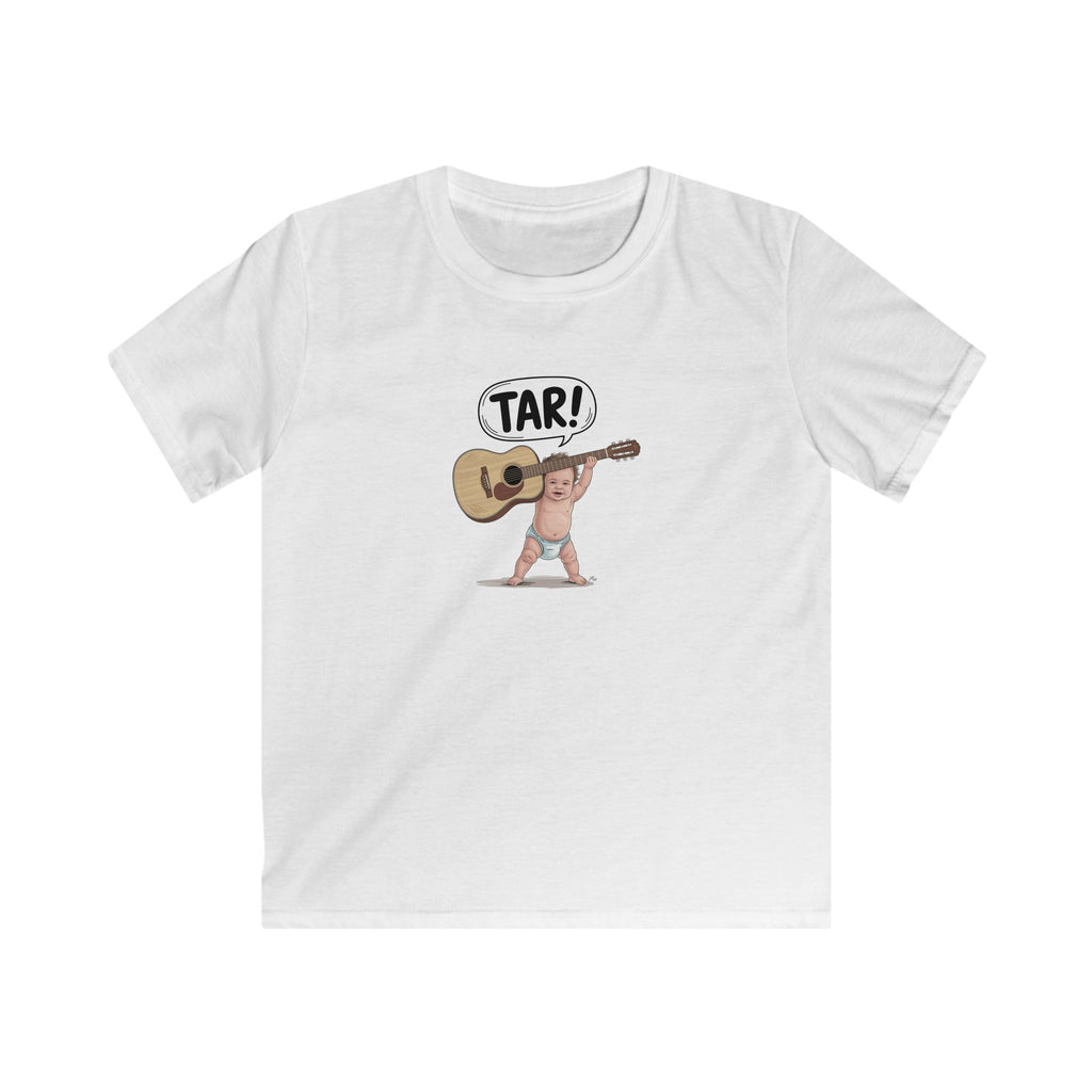 Tar! Acoustic Kids Tee – Gildan 64000B (White Youth Guitar Shirt)