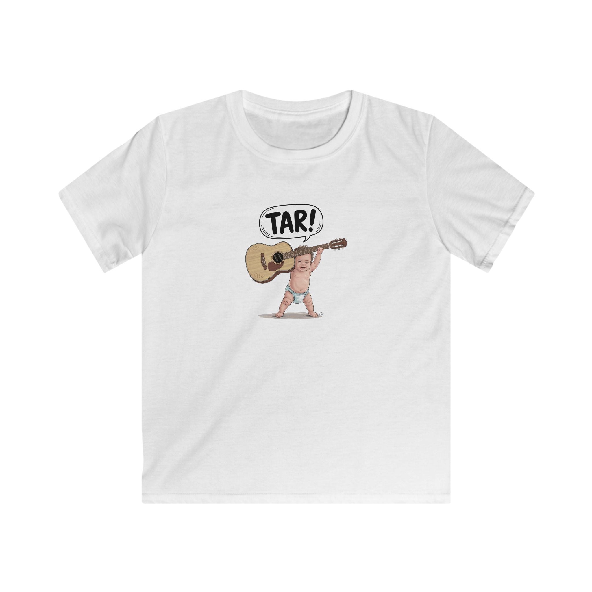 Tar! Acoustic Kids Tee – Gildan 64000B (White Youth Guitar Shirt)