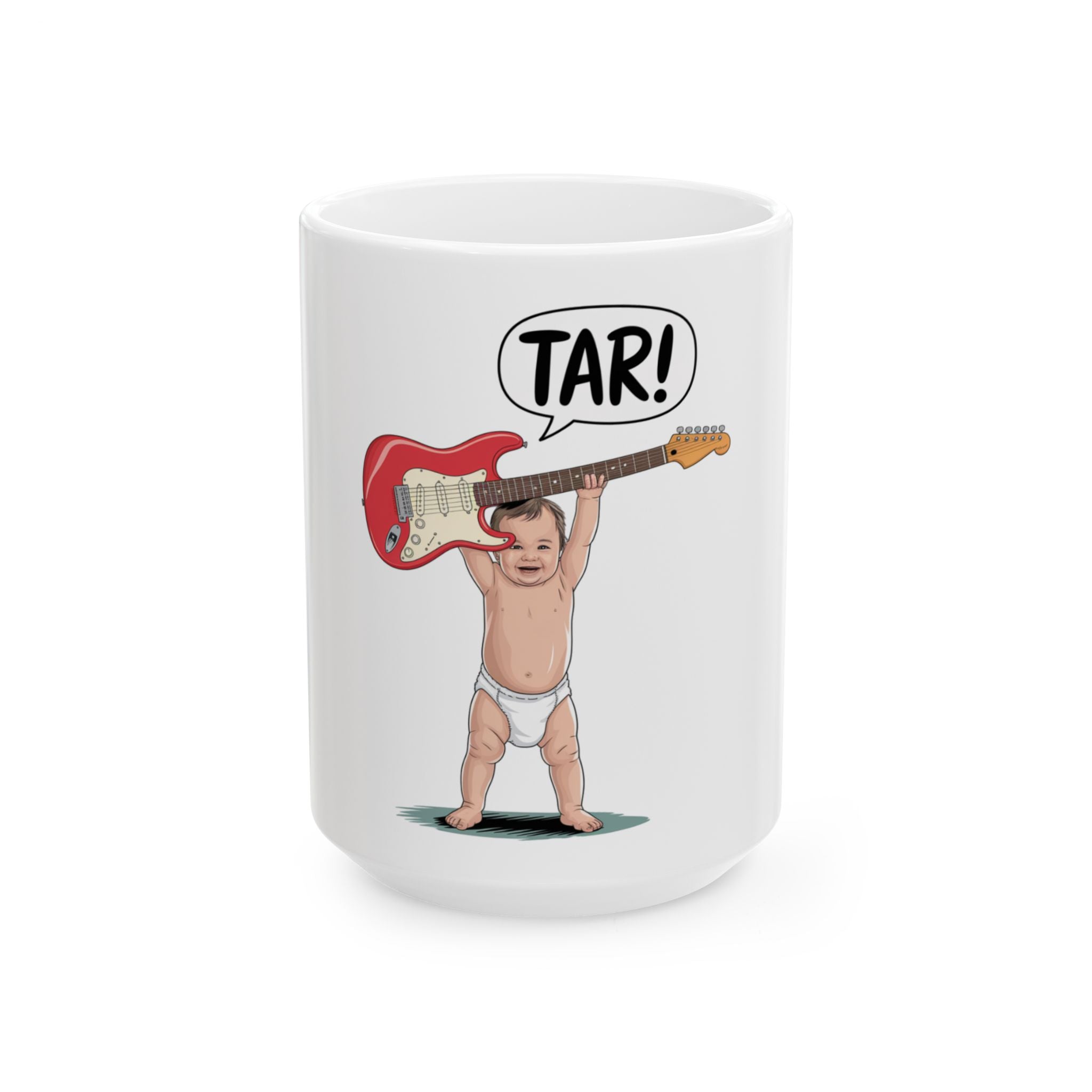 Tar! Electric Mug – White Ceramic Coffee Cup (11oz or 15oz Electric Guitar Design)
