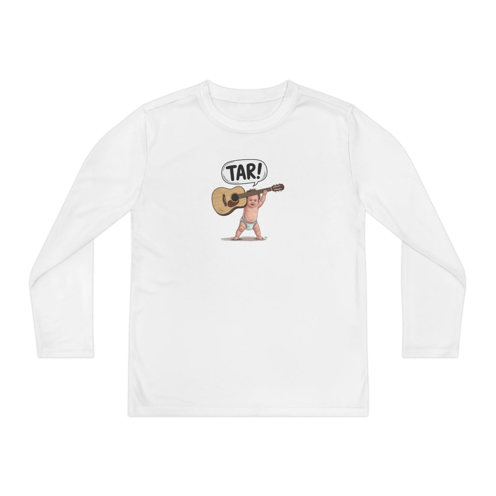 Youth Long Sleeve Tee — Cute Guitar Kid “TAR!” Graphic