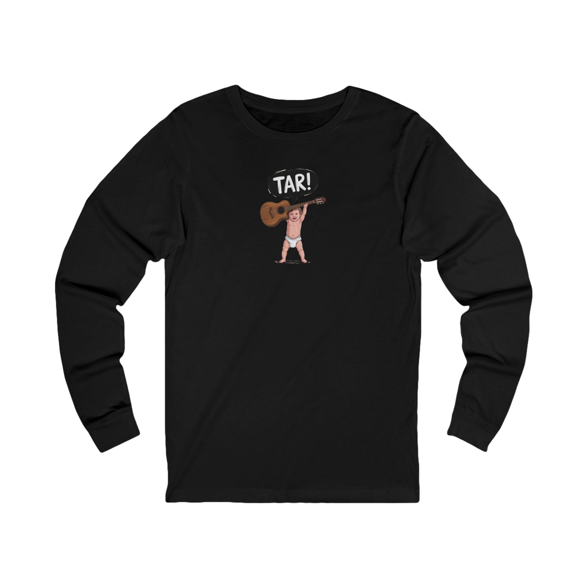 Tar! Acoustic Long Sleeve Tee – Bella+Canvas 3501 (Black Unisex Guitar Shirt)