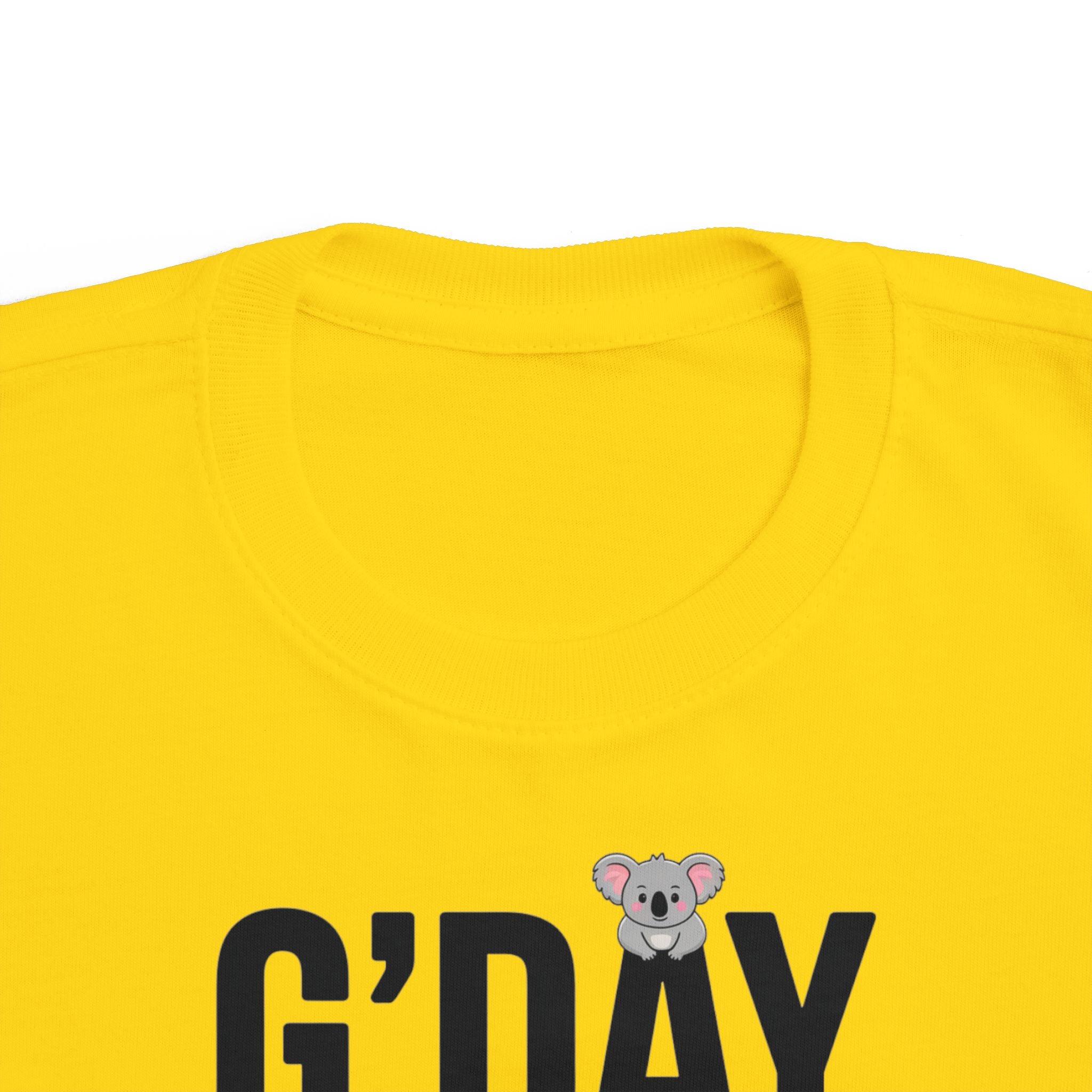 G’DAY MATE Toddler Tee – Rabbit Skins 3321 (White or Yellow Kids Shirt)