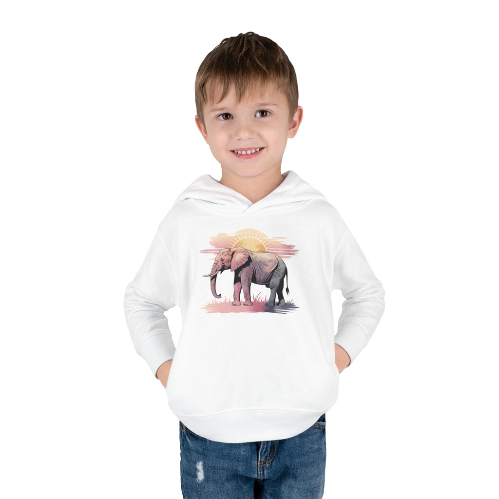 Elephant Watercolor Toddler Hoodie – Rabbit Skins 33226 (White Kids Nature Sweatshirt)
