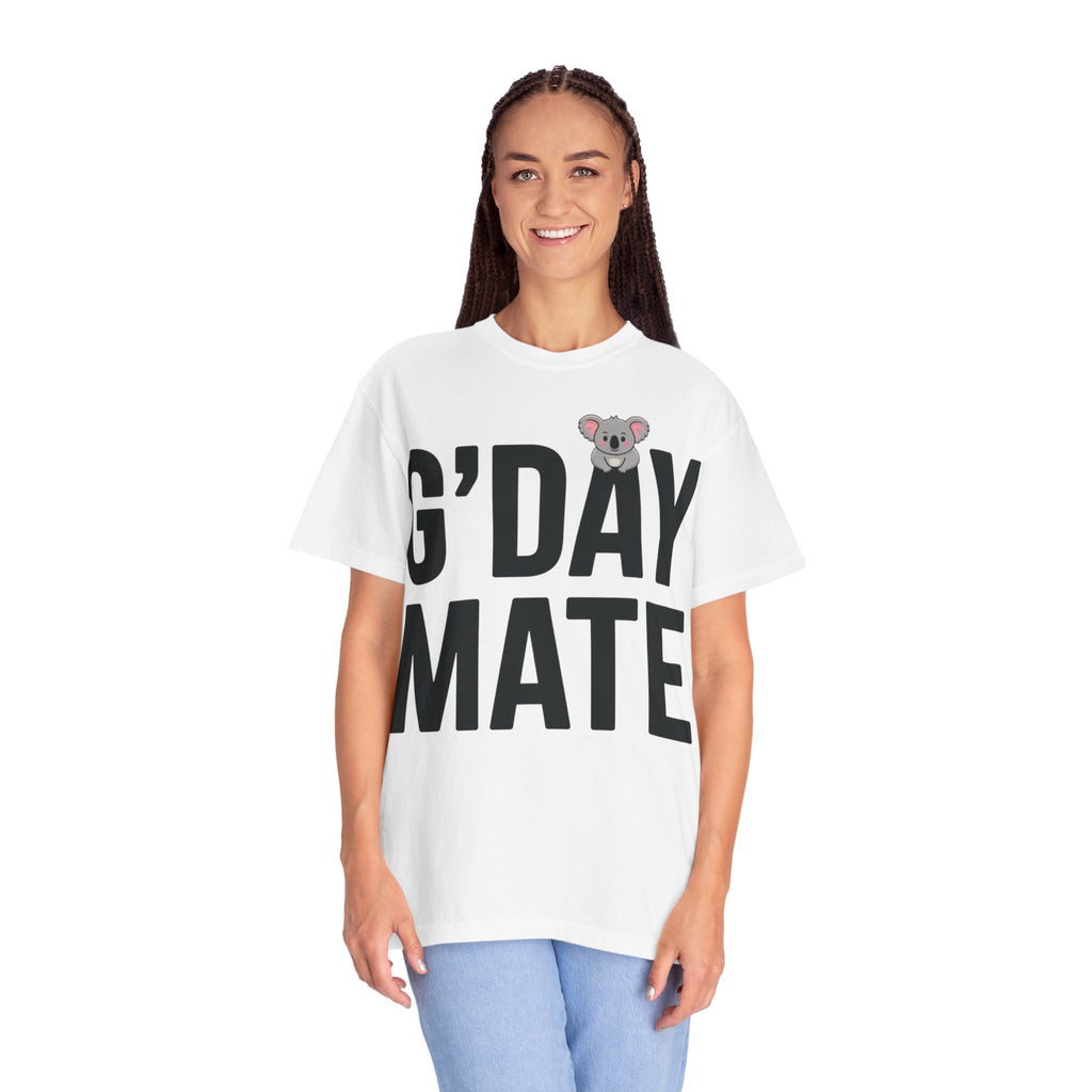 G’DAY MATE Tee – Comfort Colors 1717 (White & Citrus Graphic Shirt)