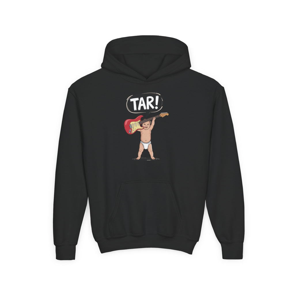 Tar! Electric Youth Hoodie – Gildan 18500B (Black Kids Electric Guitar Sweatshirt)