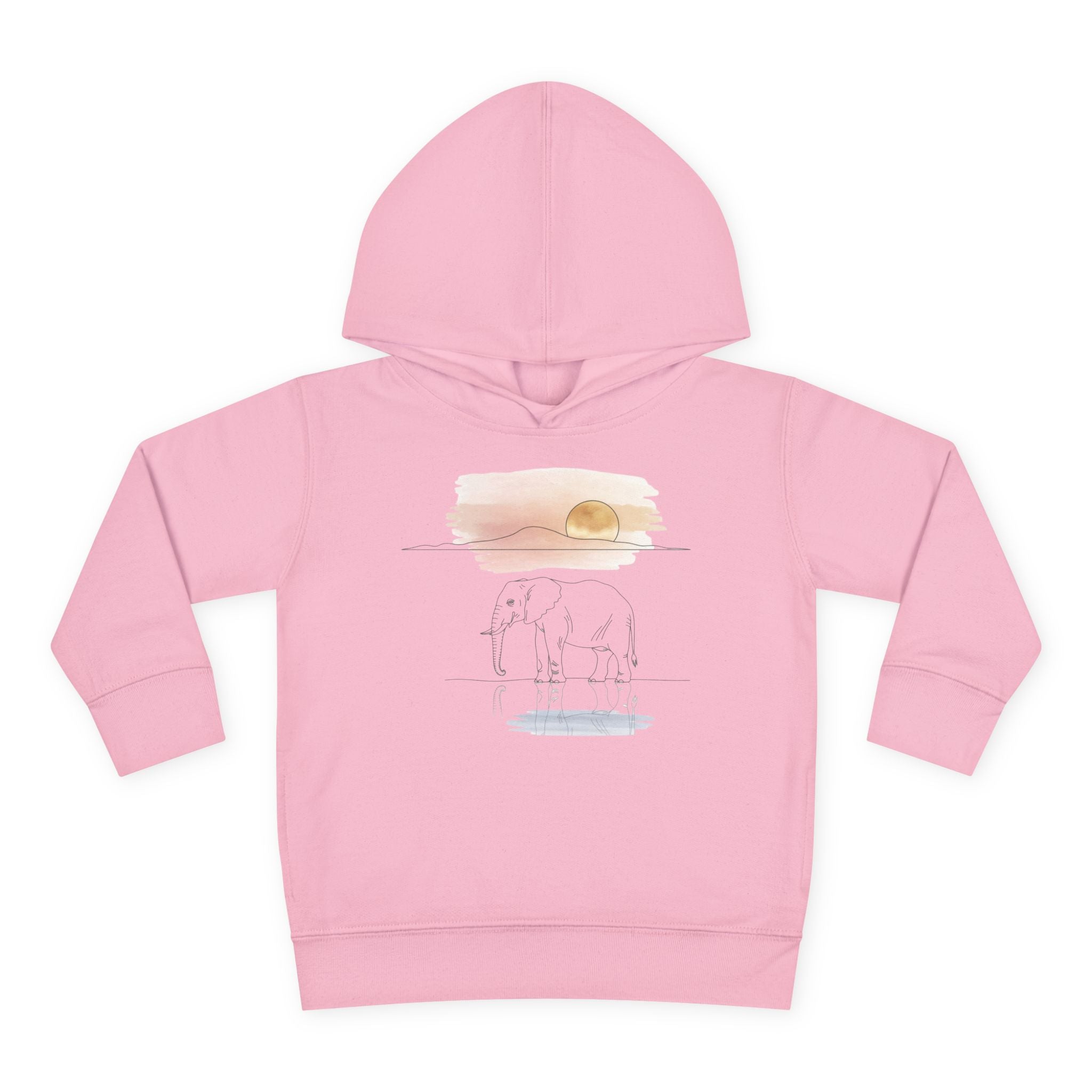 Elephant Watercolor Toddler Hoodie – Rabbit Skins 33226 (Pink Kids Nature Sweatshirt)