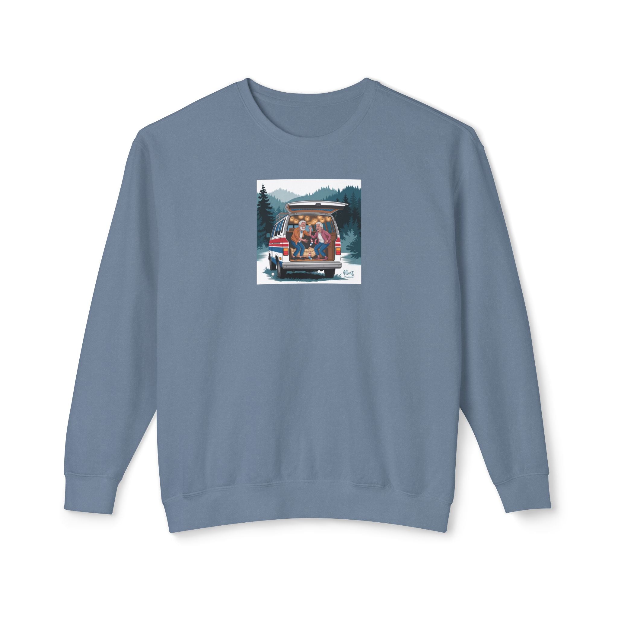 Old Couple Van Life Appalachia Sweatshirt – Comfort Colors 1466 (Blue Jean or Crimson Unisex Mountain Scenic Crewneck)