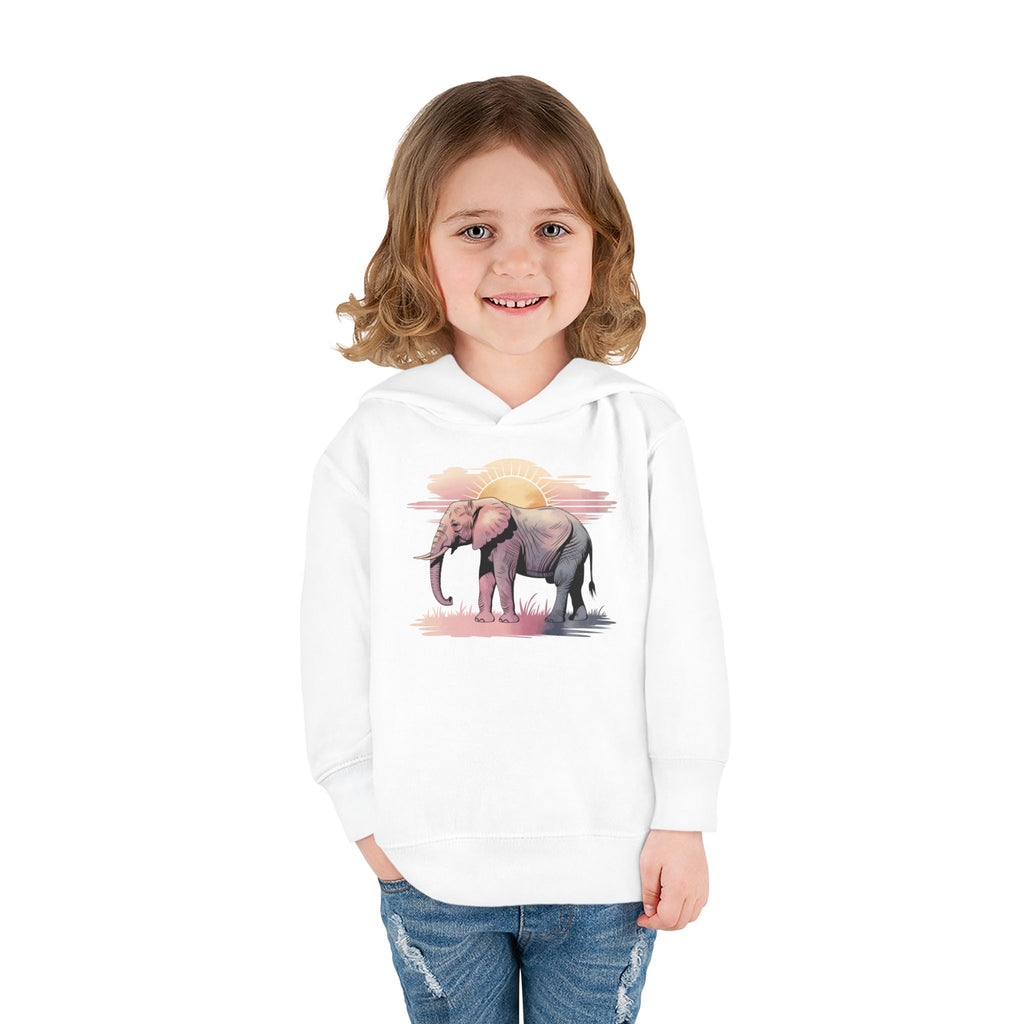 Elephant Watercolor Toddler Hoodie – Rabbit Skins 33226 (White Kids Nature Sweatshirt)