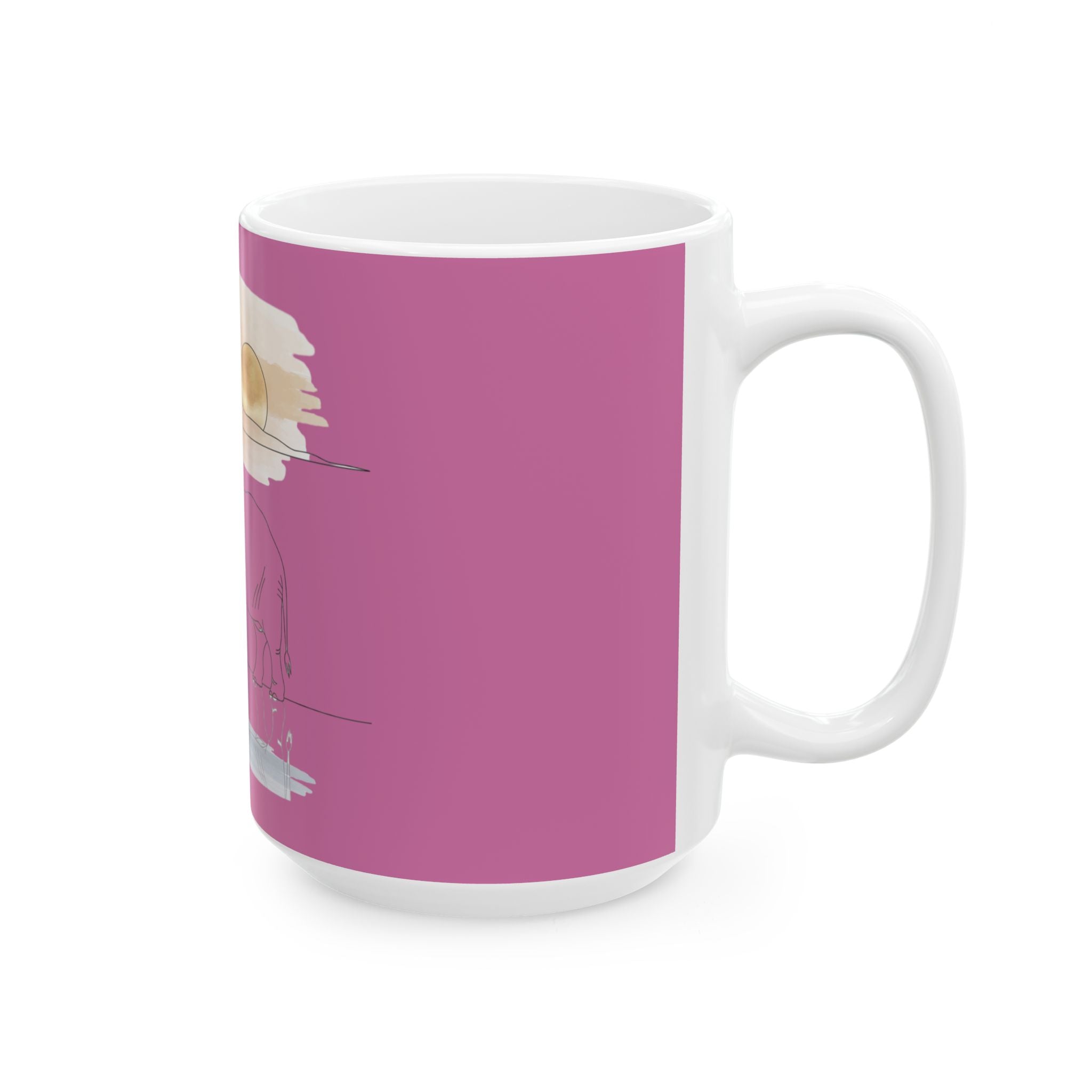 Elephant Watercolor Mug – Light Pink Ceramic Coffee Cup (11oz or 15oz)