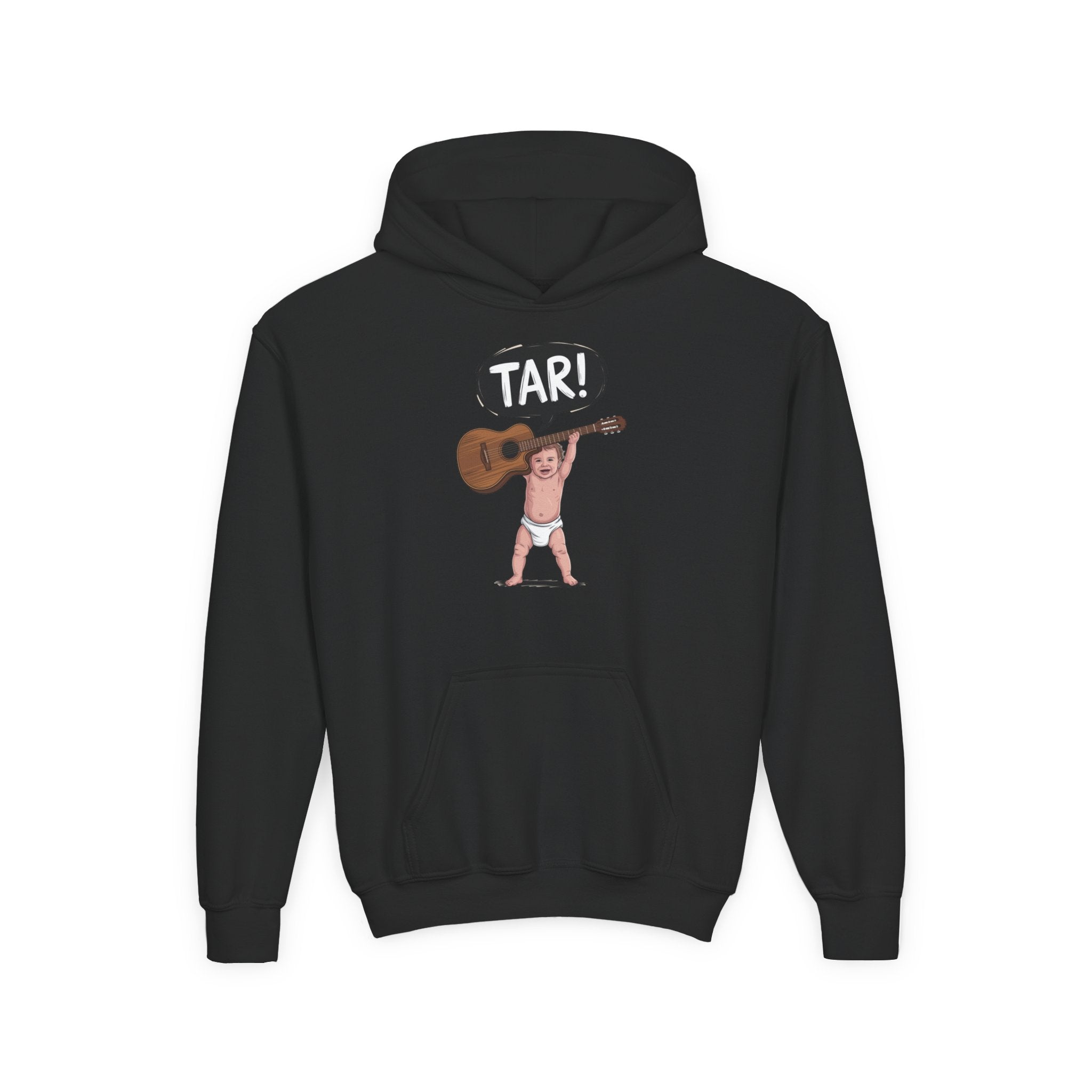 Tar! Acoustic Youth Hoodie – Gildan 18500B (Black Kids Guitar Sweatshirt)