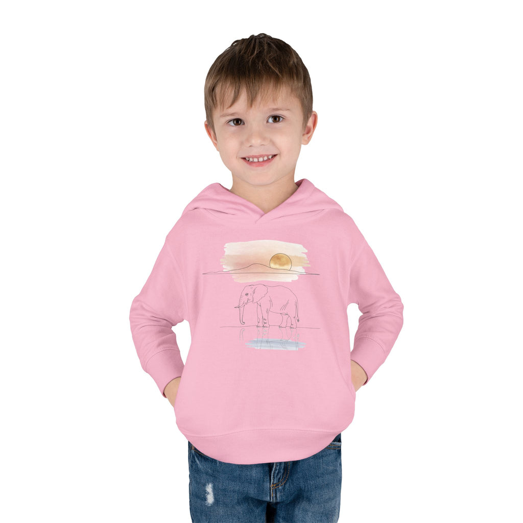 Elephant Watercolor Toddler Hoodie – Rabbit Skins 33226 (Pink Kids Nature Sweatshirt)