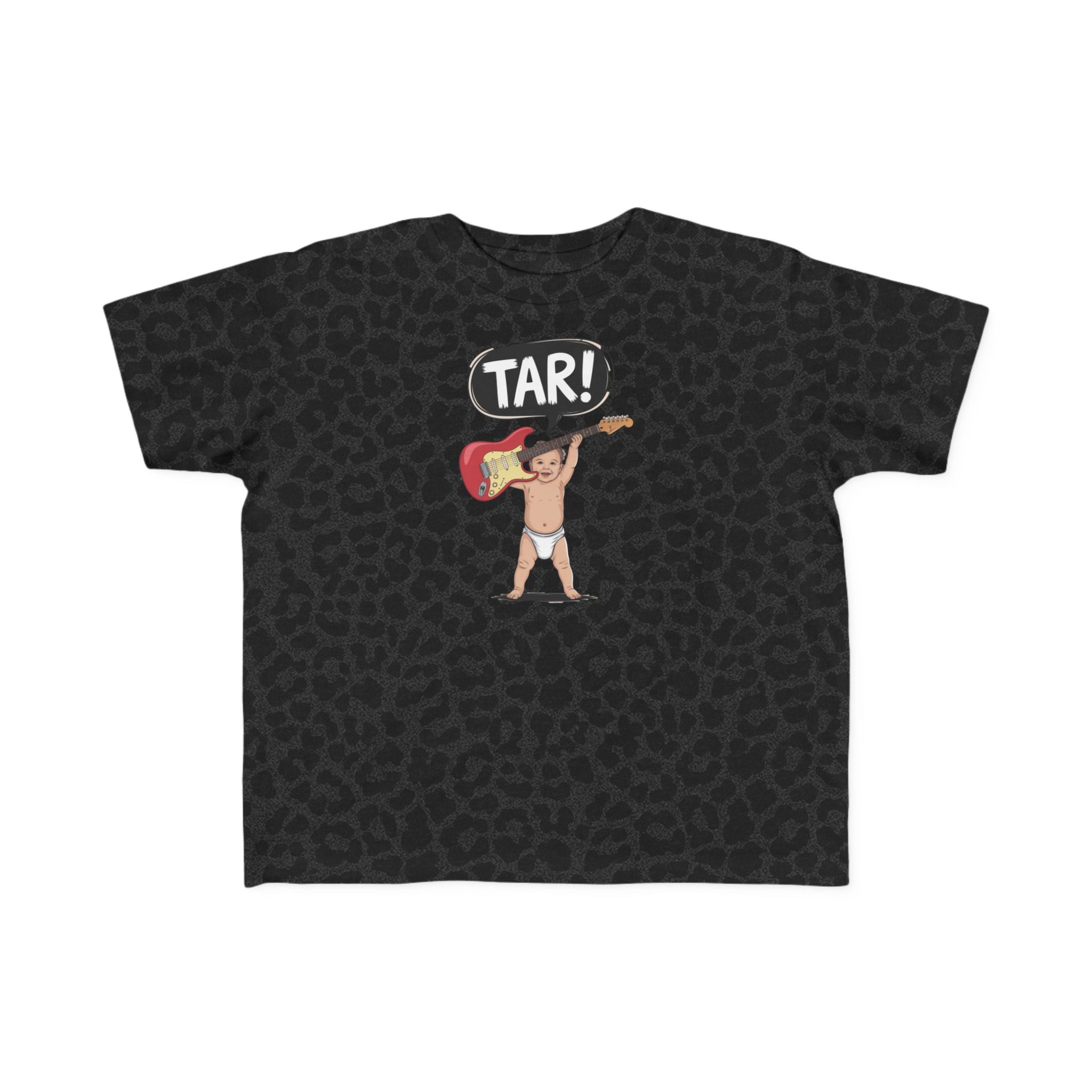Tar! Electric Toddler Tee – Rabbit Skins 3321 (Black or Black Leopard Kids Electric Guitar Shirt)