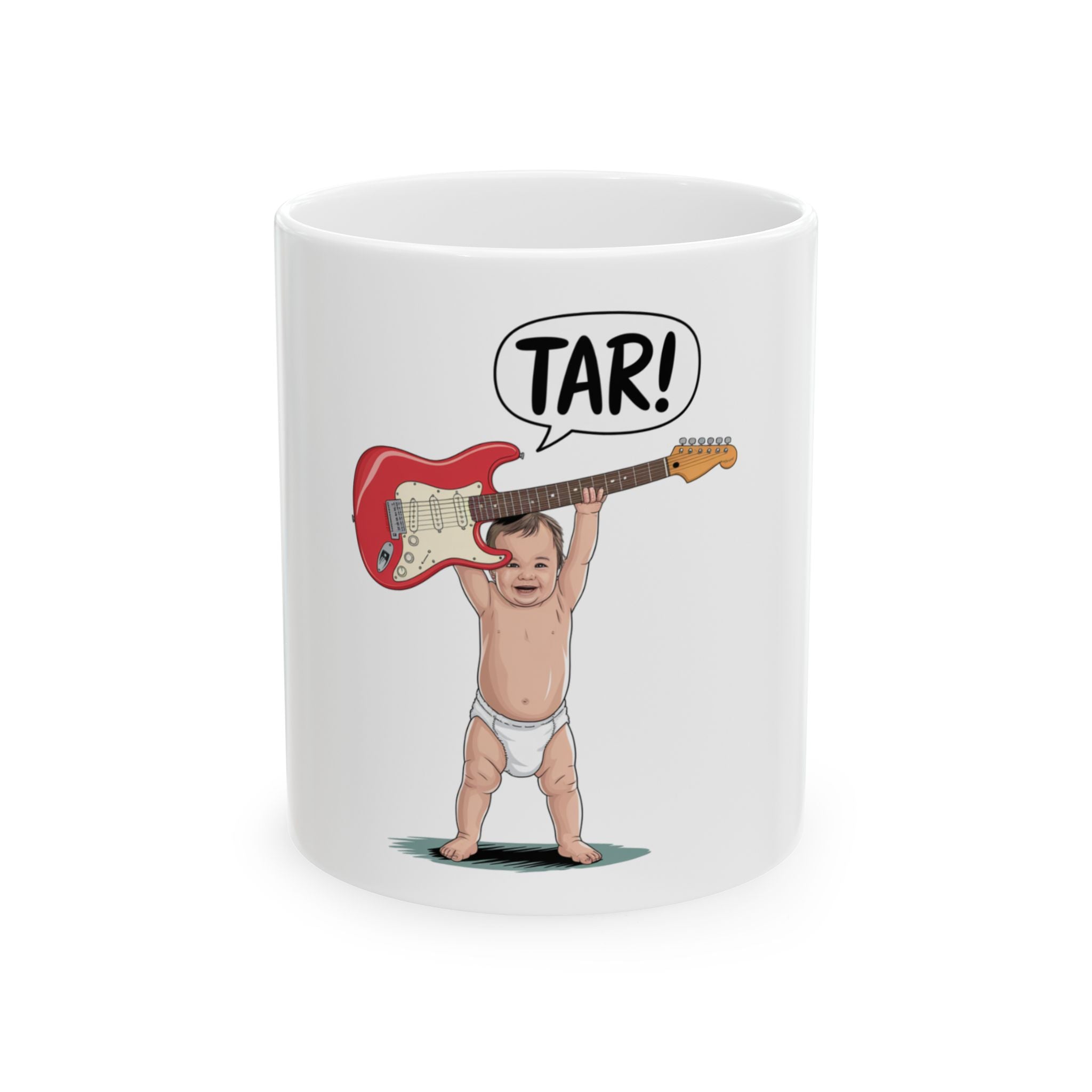 Tar! Electric Mug – White Ceramic Coffee Cup (11oz or 15oz Electric Guitar Design)
